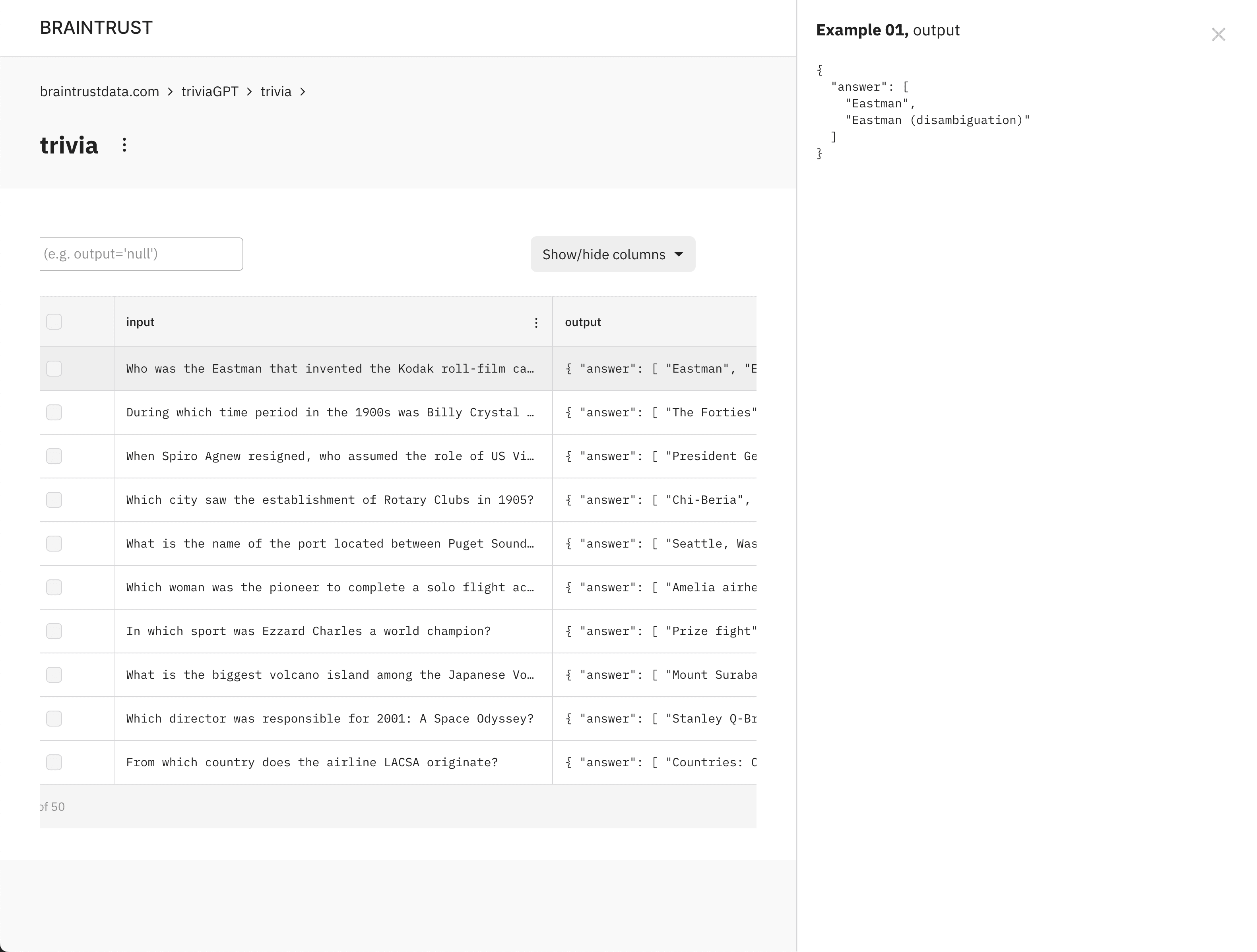 Dataset UI